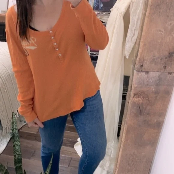 Harley Davidson orange knit top size large - Picture 5 of 11